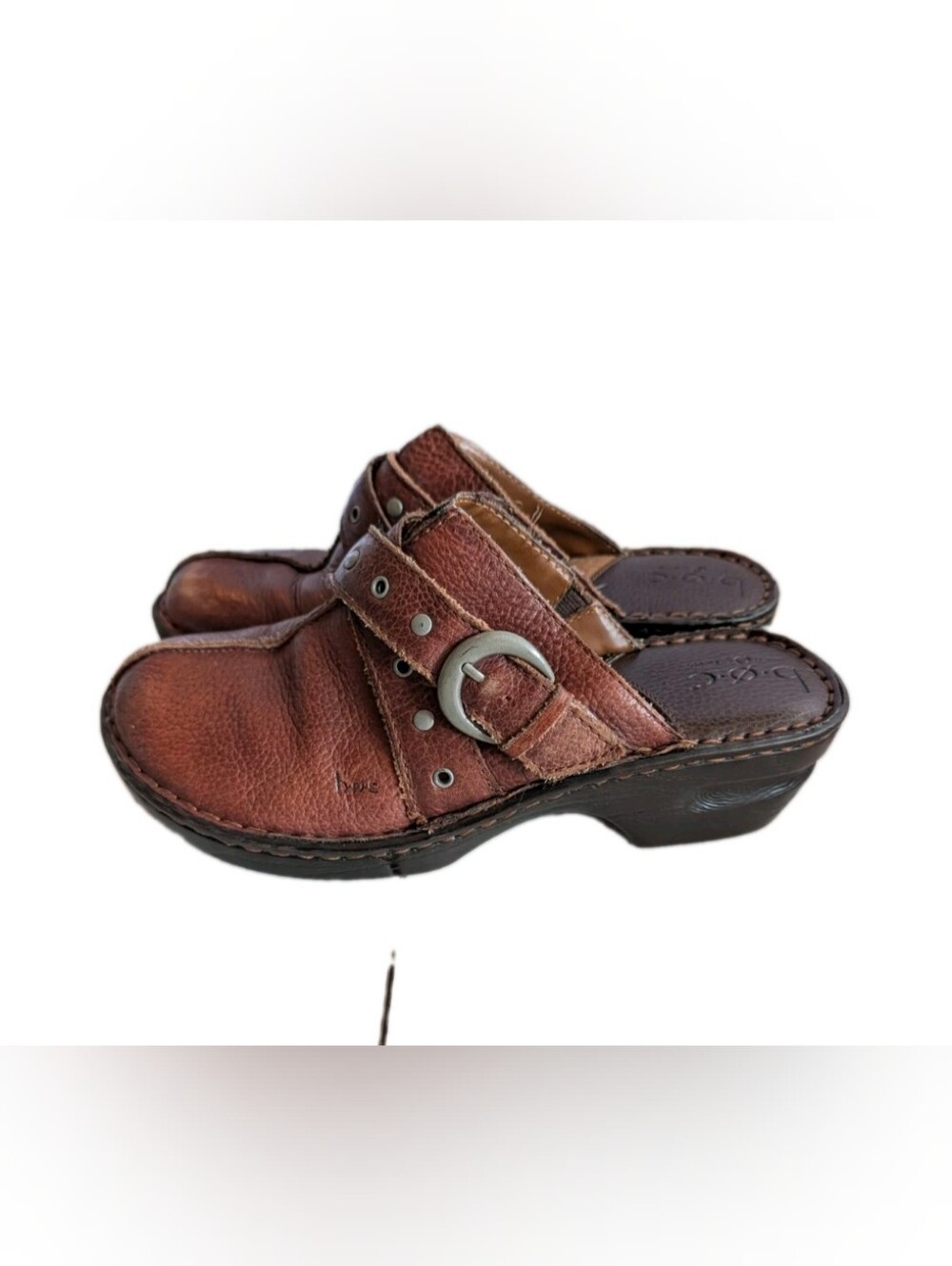BOC Born Concept clog mules slip on Women's Size 10 brown Comfort Wedge leather